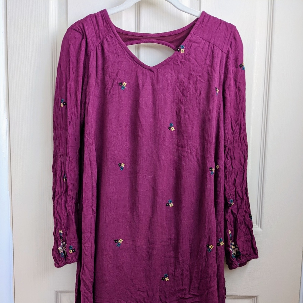Purple Embroidered Mini Dress